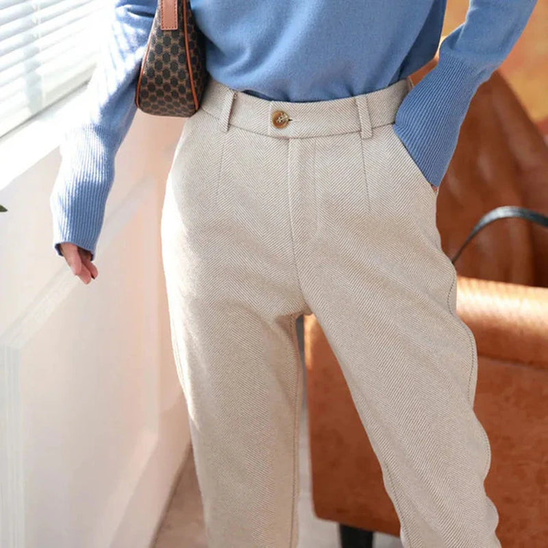 Woolen Pants Women'S Harem Pencil Pants 2022 Autumn Winter High Waisted Casual Suit Pants Office Lady Women Trousers