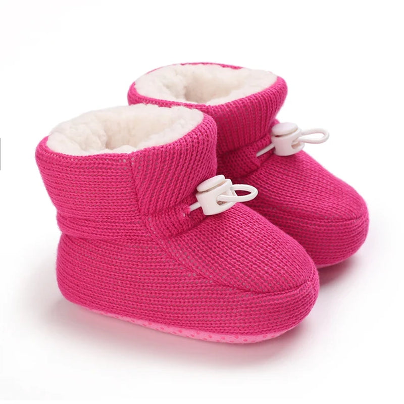 0-18Months Winter Newborn Baby Cotton Booties Non-Slip Sole Toddler Boys Girls First Walkers Infant Warm Fleece Shoes Snow Boots