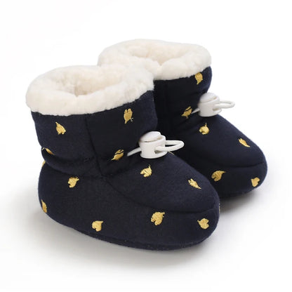 0-18Months Winter Newborn Baby Cotton Booties Non-Slip Sole Toddler Boys Girls First Walkers Infant Warm Fleece Shoes Snow Boots