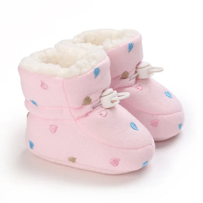 0-18Months Winter Newborn Baby Cotton Booties Non-Slip Sole Toddler Boys Girls First Walkers Infant Warm Fleece Shoes Snow Boots