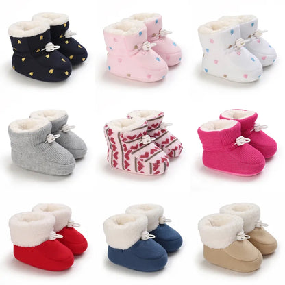 0-18Months Winter Newborn Baby Cotton Booties Non-Slip Sole Toddler Boys Girls First Walkers Infant Warm Fleece Shoes Snow Boots